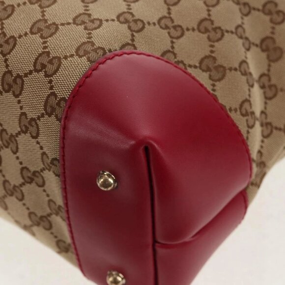 GUCCI GG Canvas Heart bit Tote Bag 2way Beige Red Auth ki5996V - Picture 5 of 16